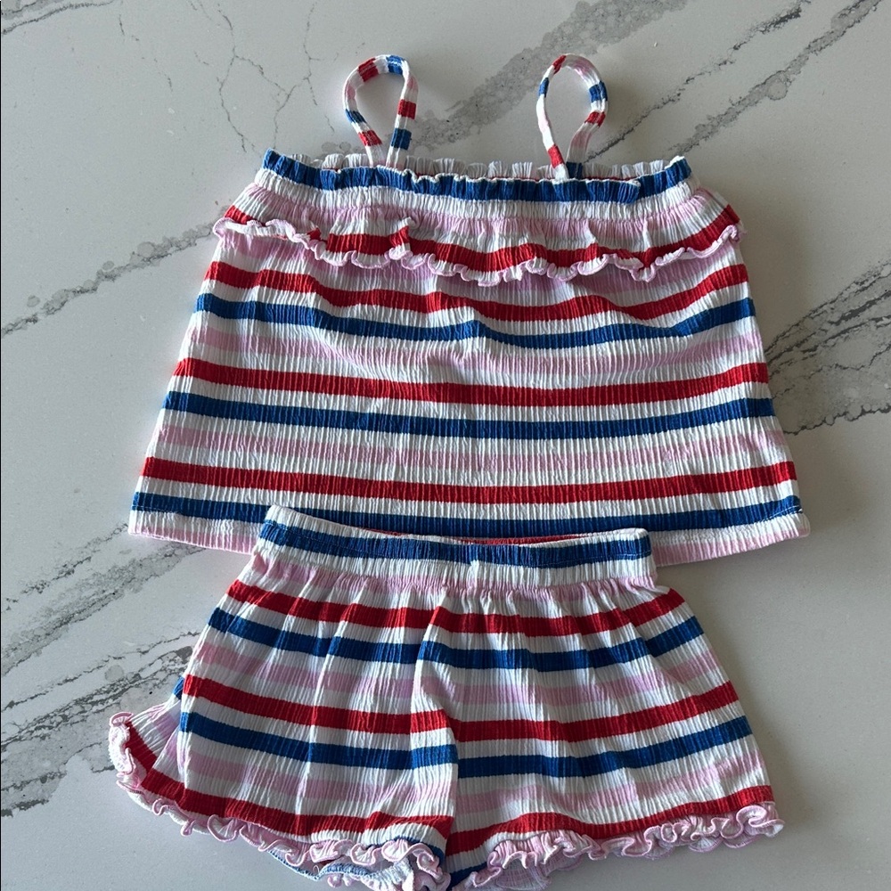 Old Navy  size 2T Striped Ruffle Top and Shorts Set